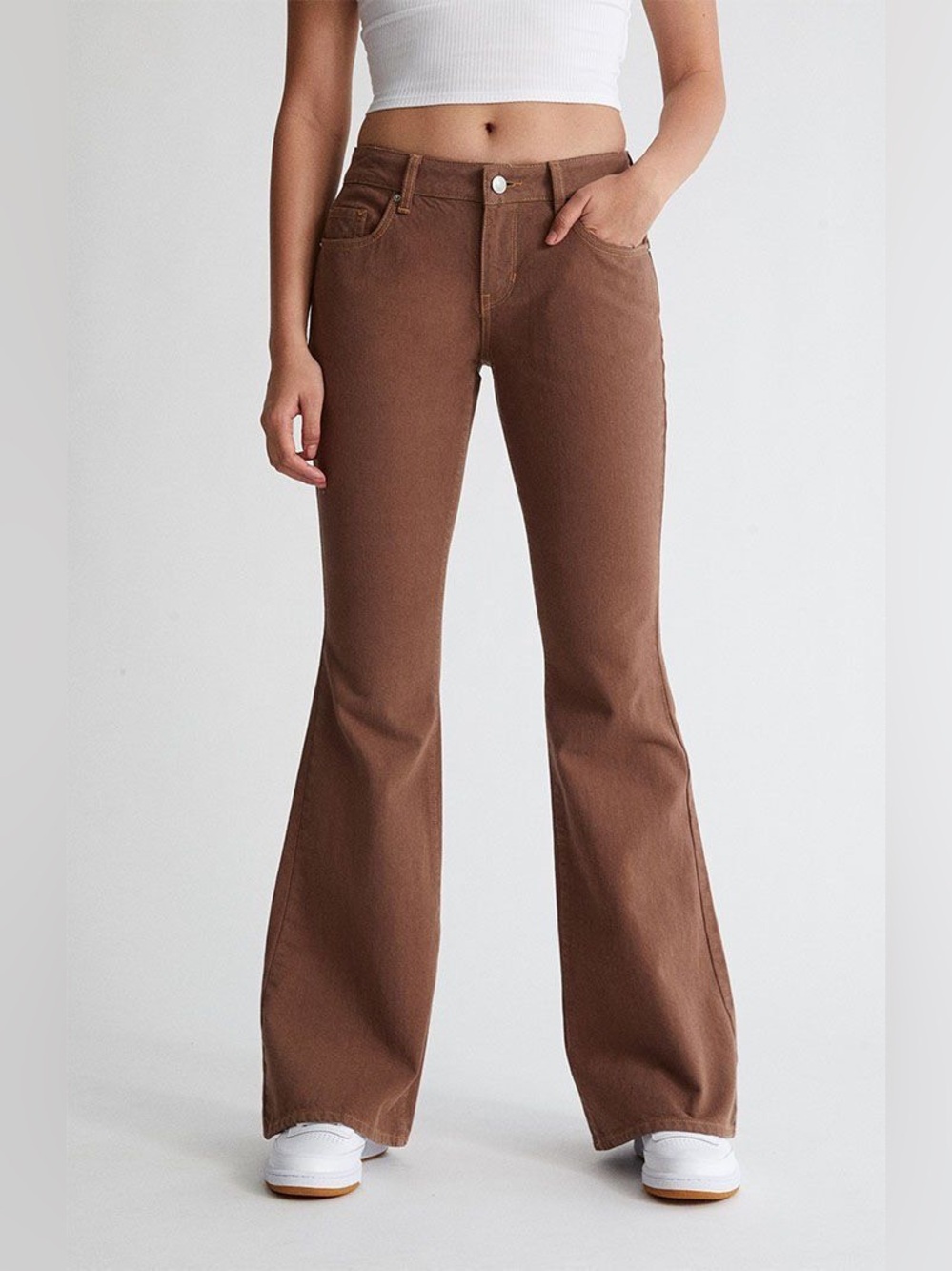 PacSun Low Rise Flare Jeans Brown Size 25 Y2K Stretch Denim